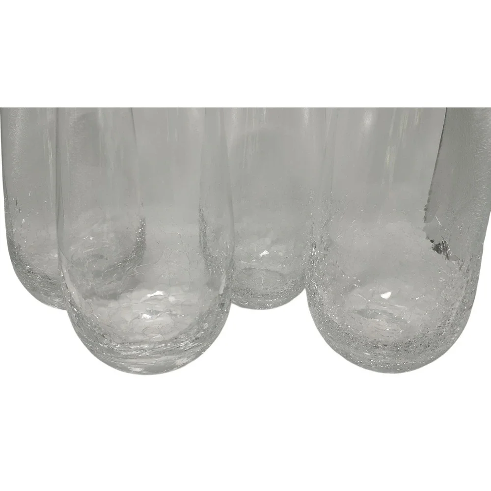 Pier‎ 1 Crackle Glass Tumblers Angled Slant Rim Highball Six Inches Set of Four